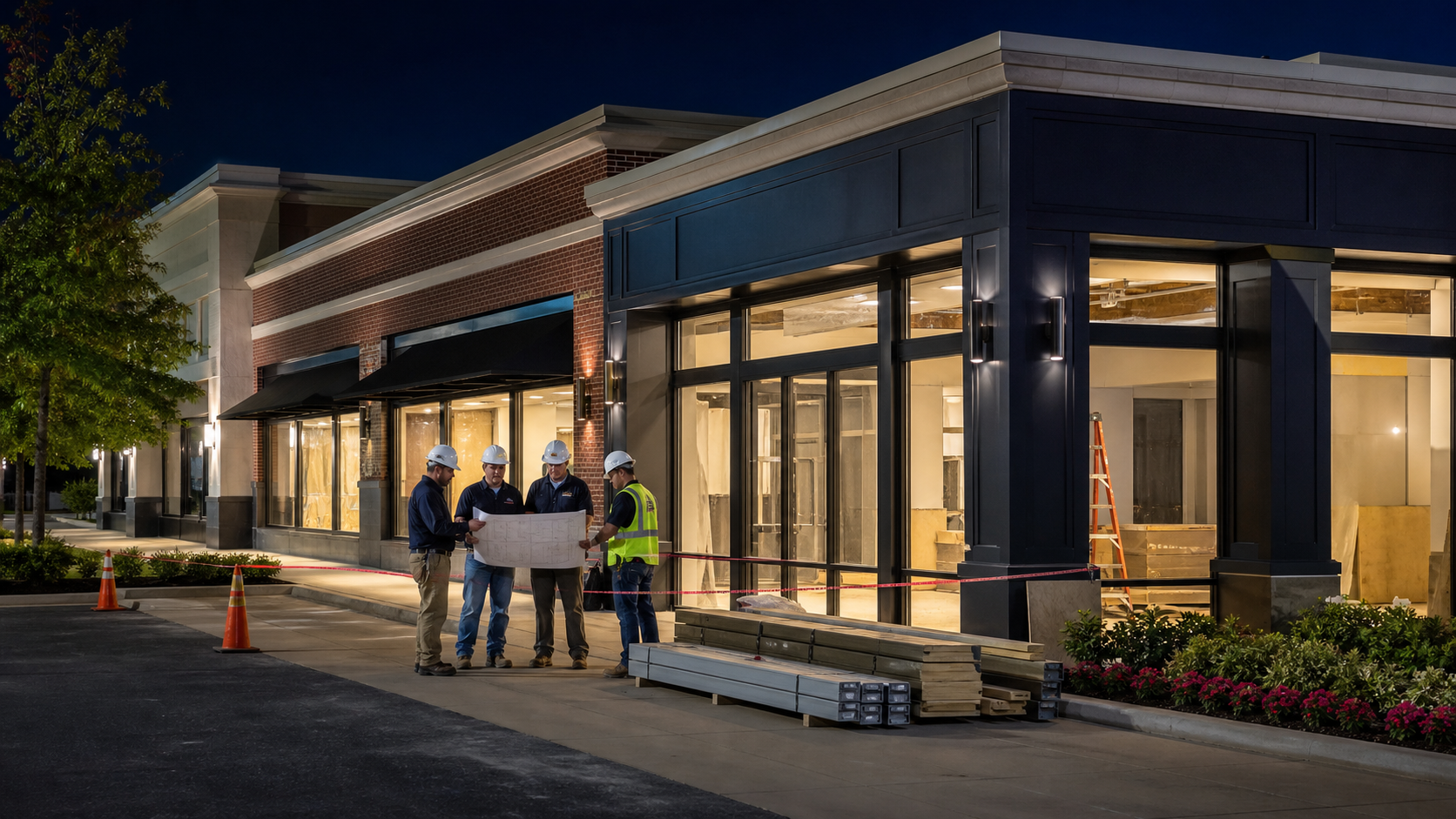Representative Northern Virginia strip-center buildout worksite